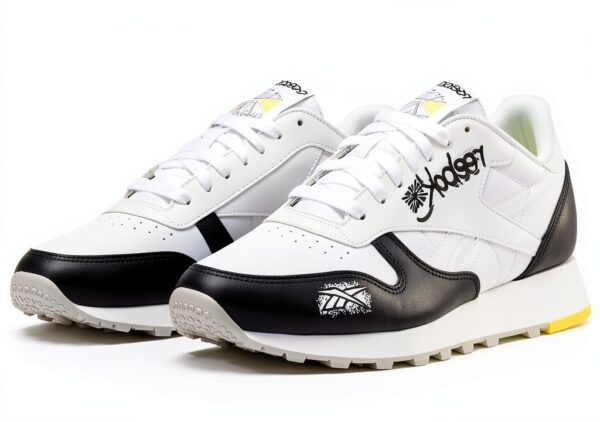 Reebok Classic Leather Scarpe da Ginnastica CBLACK/FTWWHT/ACIYEL 39 EU-0